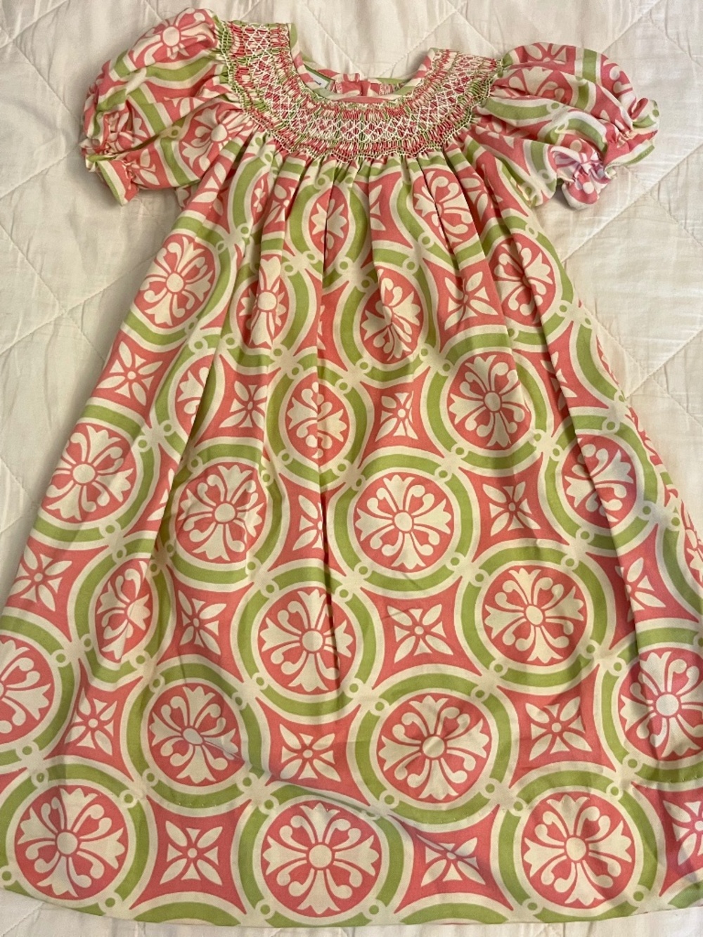 Candyland Smocked pink/green dress